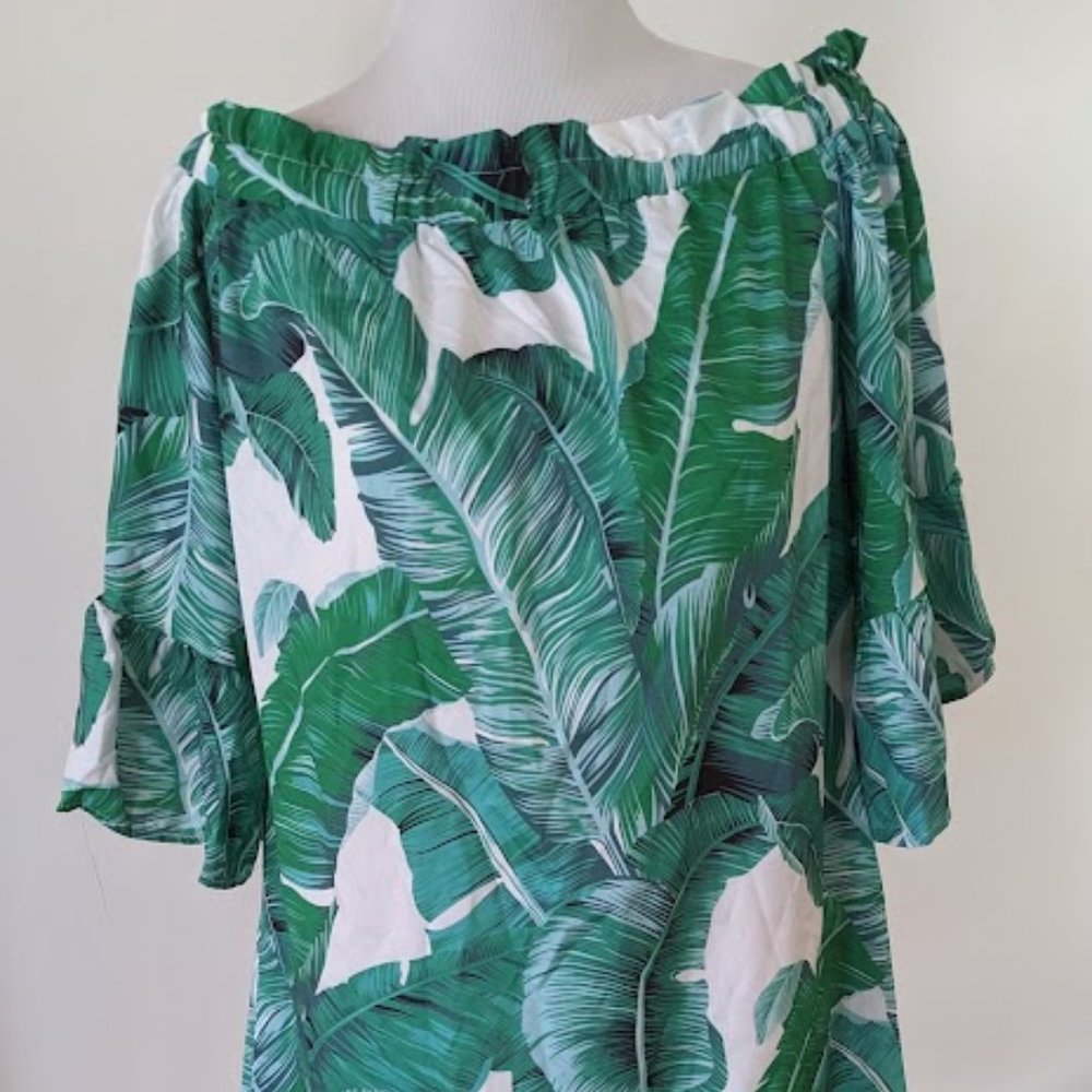 Hawaiian Print Leaves Women Mini Dress